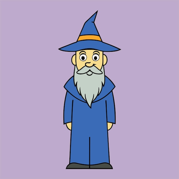 a cartoon of a wizard with a beard and hat