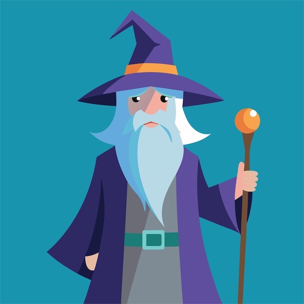 a cartoon of a wizard with a long beard