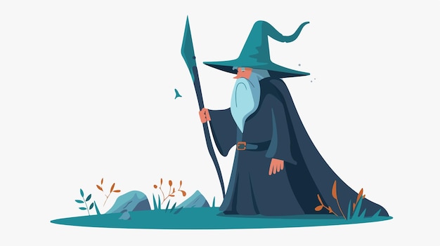 a cartoon of a wizard with a long sword