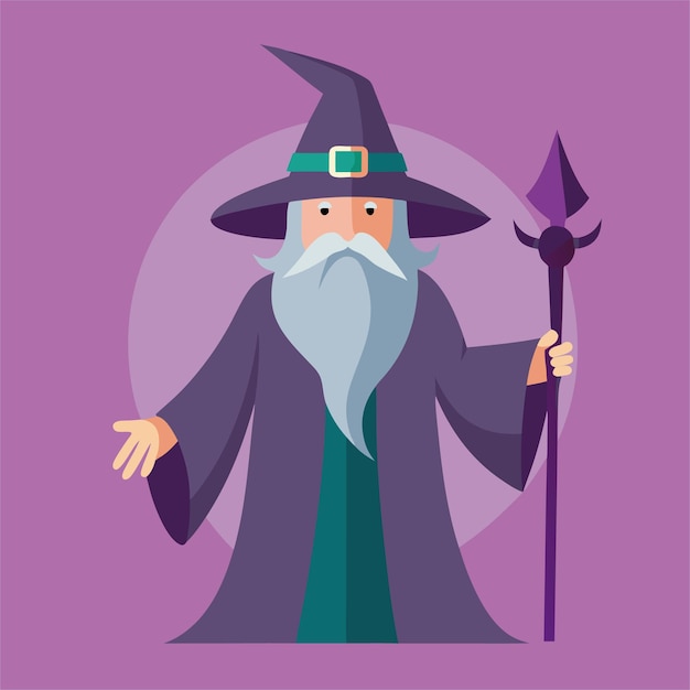 Vector a cartoon of a wizard with a purple background