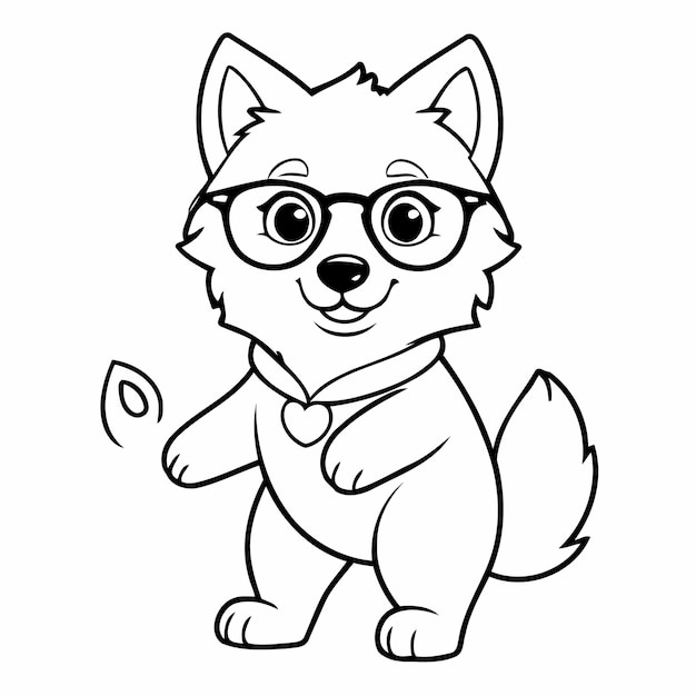 Cartoon Wolf doodle illustration for kids page