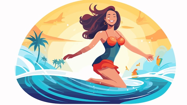 a cartoon of a woman in a bikini is dancing in the water