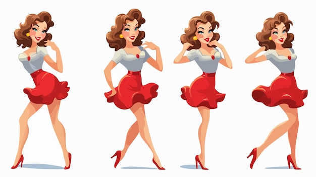 Cartoon Woman Doing PinUp Pose Vector Illustration