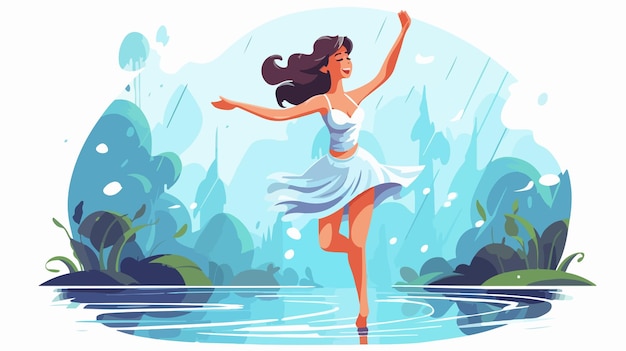 a cartoon of a woman jumping in the water