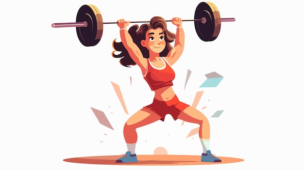 Vector a cartoon of a woman lifting weights with the words  dumbbell  on it