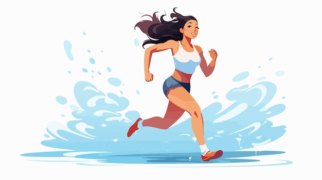 a cartoon of a woman running in water