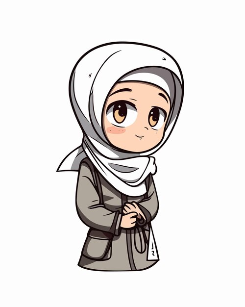 Vector a cartoon of a woman wearing a hijab.