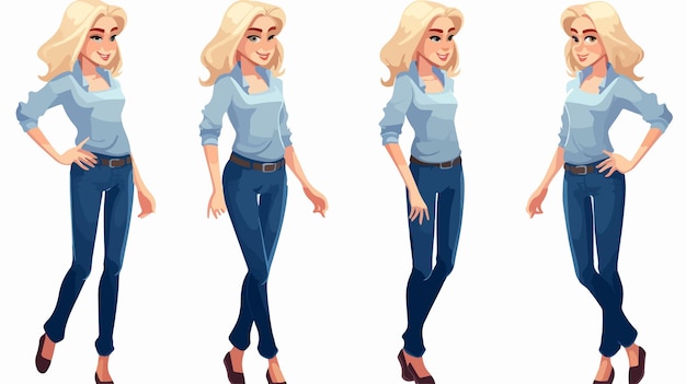 Vector a cartoon of a woman with blonde hair and blue jeans