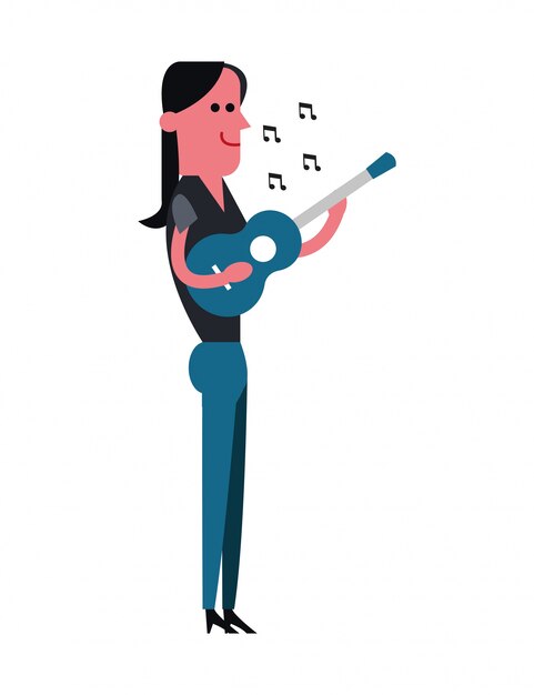 cartoon woman with guitar icon