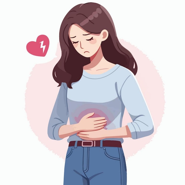 a cartoon of a woman with a heart on her stomach