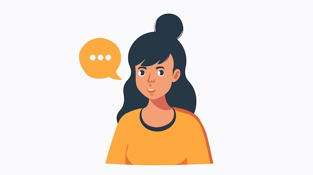 a cartoon of a woman with a speech bubble