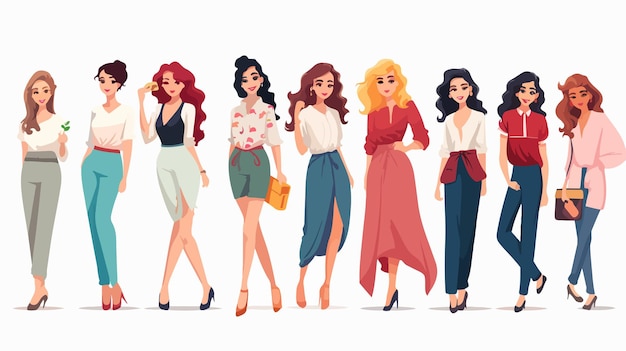 a cartoon of women with different styles of women