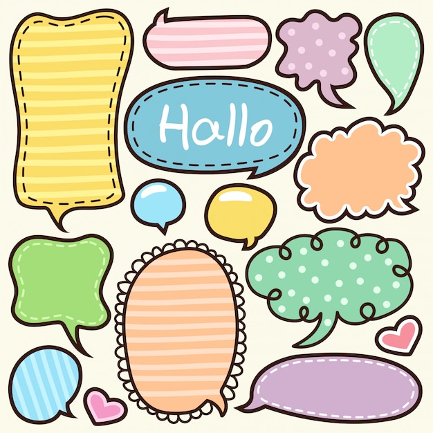 Cartoon words label cute doodle