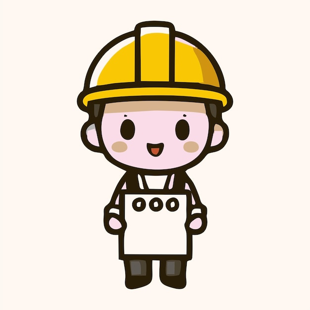 a cartoon of a worker wearing a hard hat and a yellow hard hat