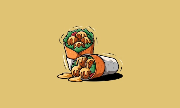 Cartoon wraps filled with fried chicken and cheese