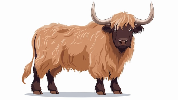 Cartoon Yak Icon on White Background Unique Illustration