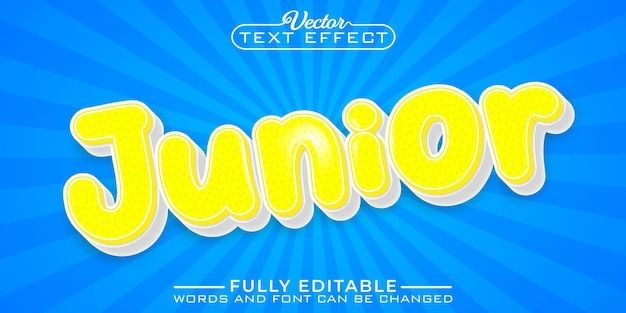 Cartoon Yellow Junior Vector Editable Text Effect Template