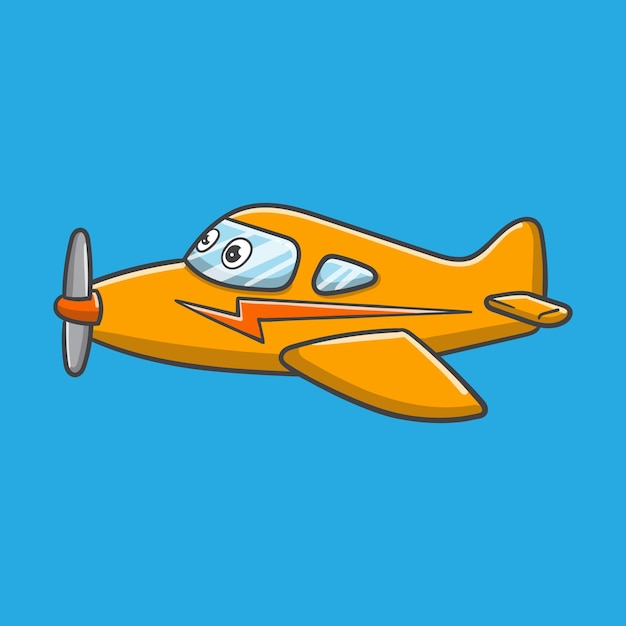 cartoon yellow plane vector illustration