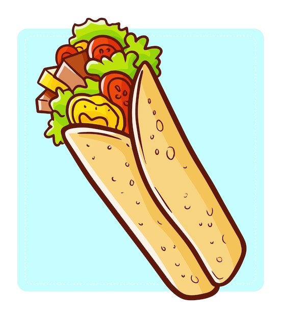 Cartoon yummy long kebab illustration