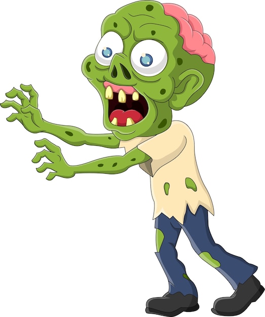 Cartoon zombie isolated on white background