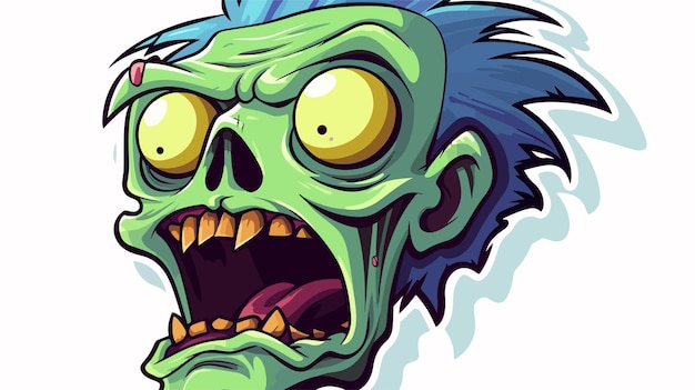 Cartoon Zombie Sticker Illustration for Halloween Decor