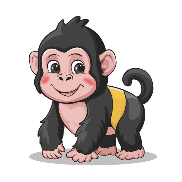 Cartoonish Editable Gorilla Illustration Fun and Playful Animal Art