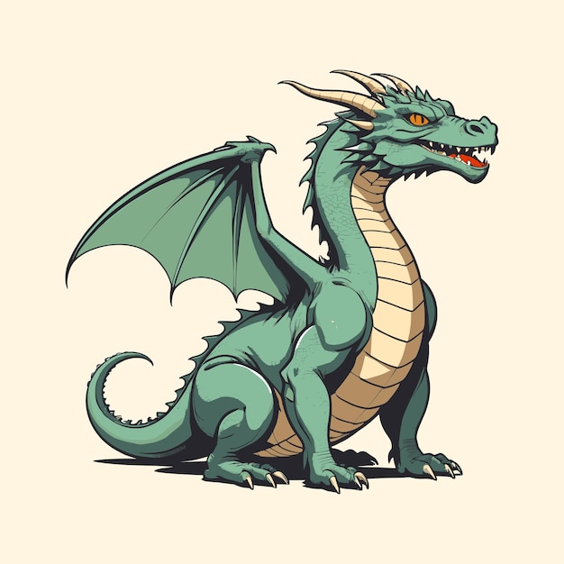 Cartoonish Green Dragon Illustration