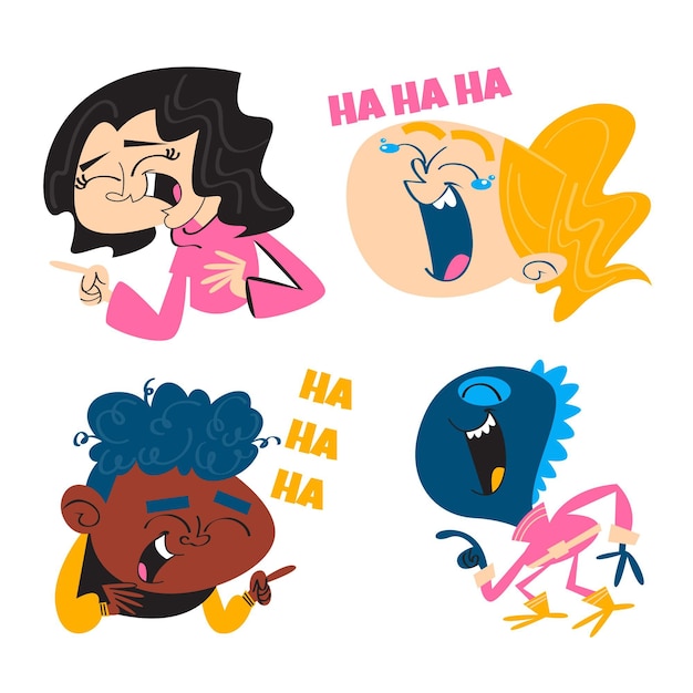 Cartoons of people laughing illustration stickers