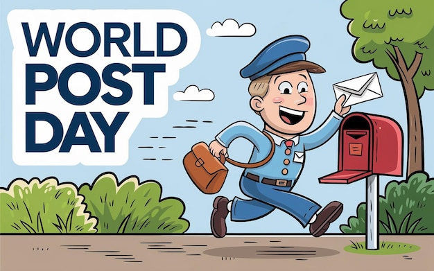 Vector cartoonstyle illustration celebrating world post day