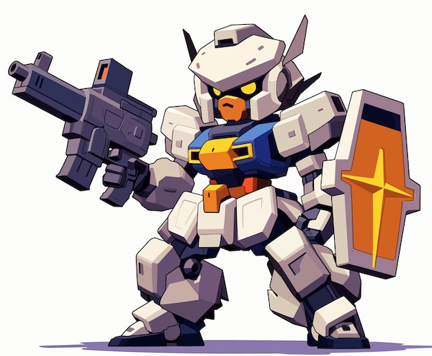 Vector a cartoonstyle mecha character designed in the style of chibi characters