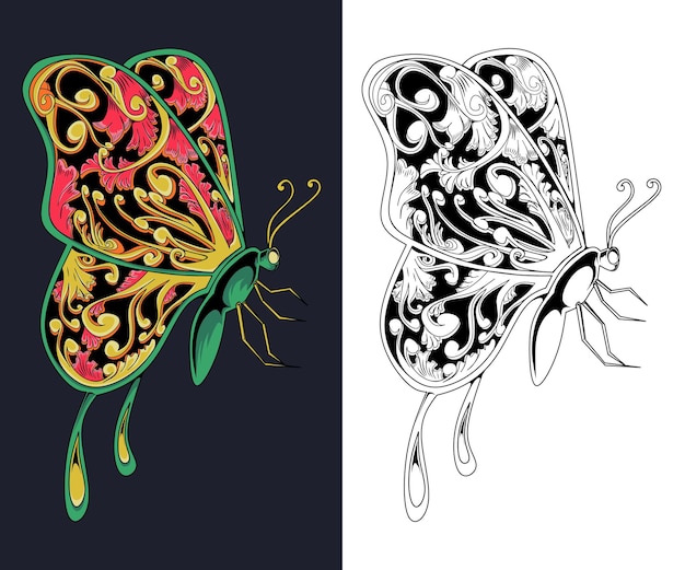 Carved butterfly wings t-shirt and tattoo designs