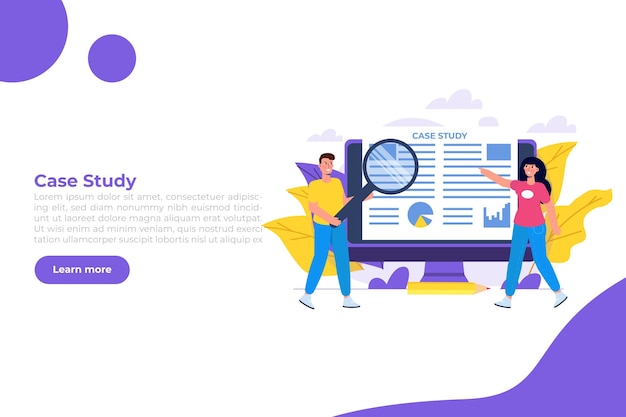 Case study concept with characters Flat style vector illustration