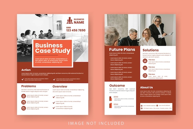 Case Study Layout Flyer Minimalist Business Report with Simple Design Green and Beige Color Accent