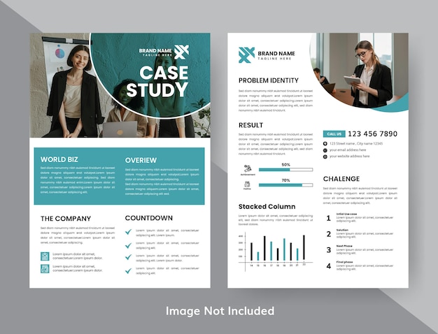 Vector case study layout flyer minimalist business report with simple design