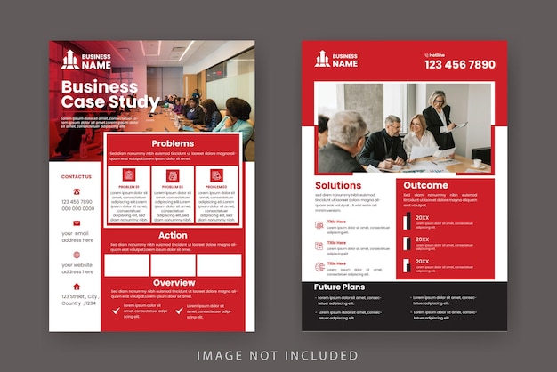 Case Study Layout Template Minimalist Business Report with Simple Design with Red Elements