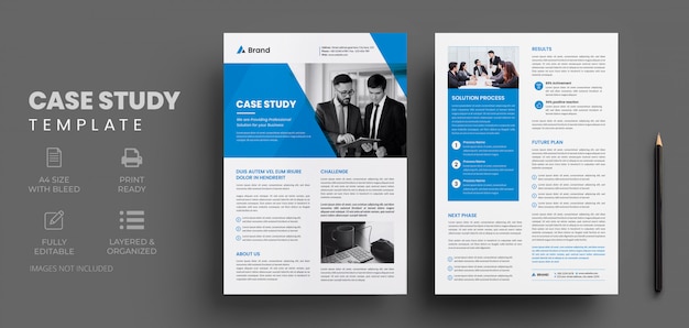 Case study template with modern business flyer