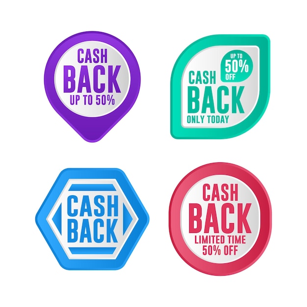 Cash back badge label promotion gradient color design collection