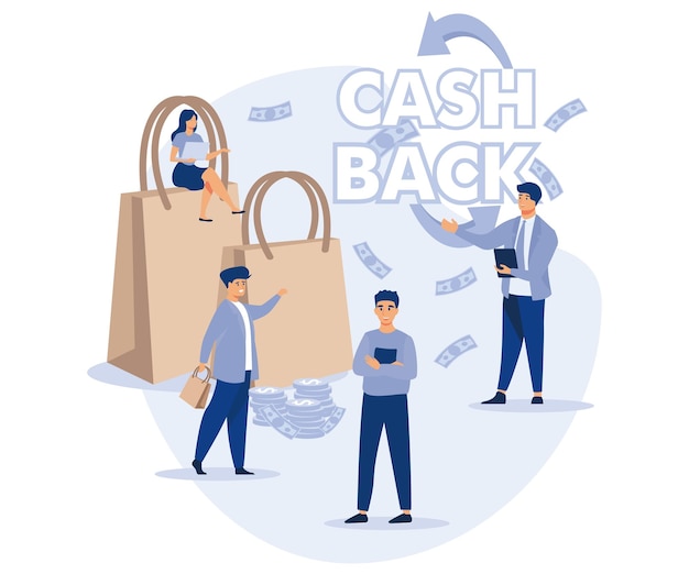 Cash back Money refund online shopping money growth concept flat vector modern illustration