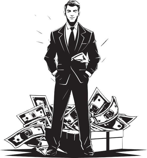 Vector cash captain cartoon rich person holding a money bag icon fortune fiona vector logo of a wealthy in