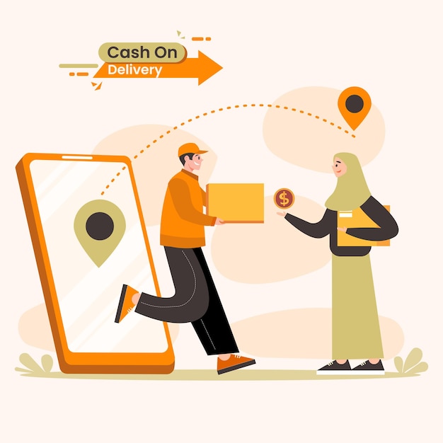 Cash on delivery concept illustration