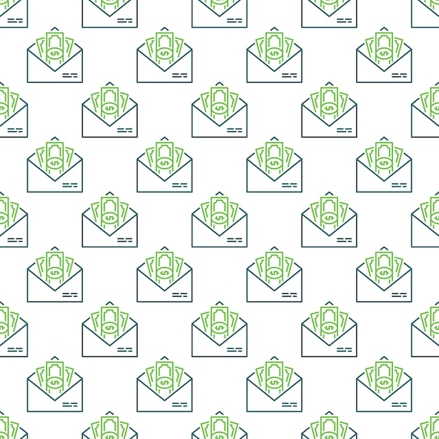 Cash in Envelope vector Dollar Bribe concept line seamless pattern