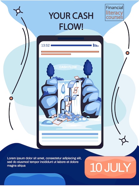 Cash flow stable income website smartphone app Poster with idea of income growth and development