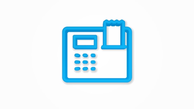 Cash register realistic icon 3d line vector illustration Top view