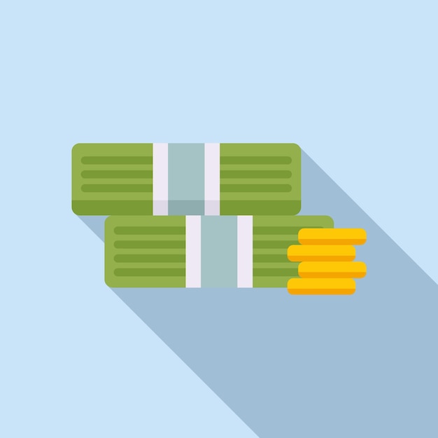 Cash stack money icon flat vector Bank safe credit Sign wealth