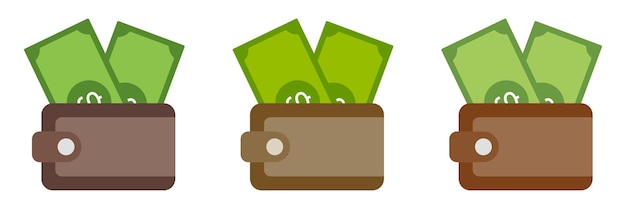 Cash Wallet in flat style isolated