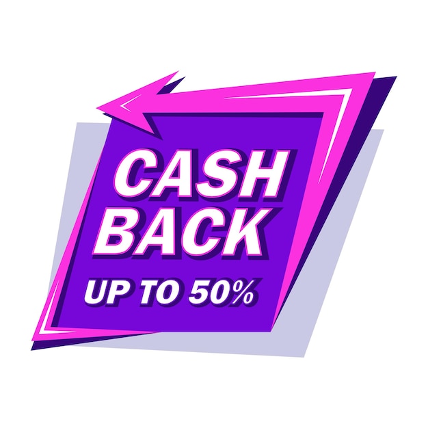 Cashback icon illustration in purple and pink color