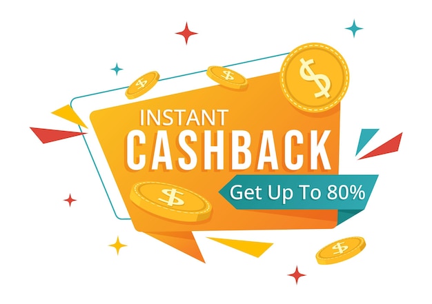 Cashback Illustration with Financial Payment to Money Cash Back Service for a Buyer