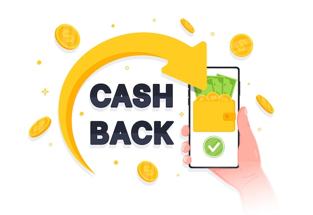 Cashback loyalty program concept Saving money Refund money service app