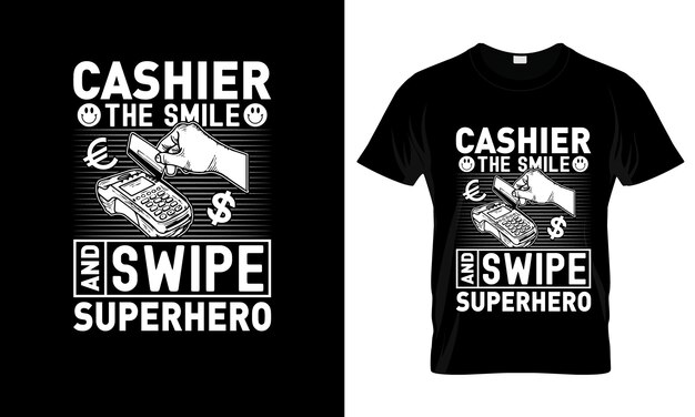 cashier the smile and swipe superhero colorful Graphic TShirt tshirt print mockup