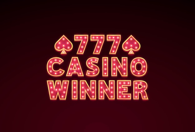 Casino 777 winner text label board on a dark background. Vector illustration